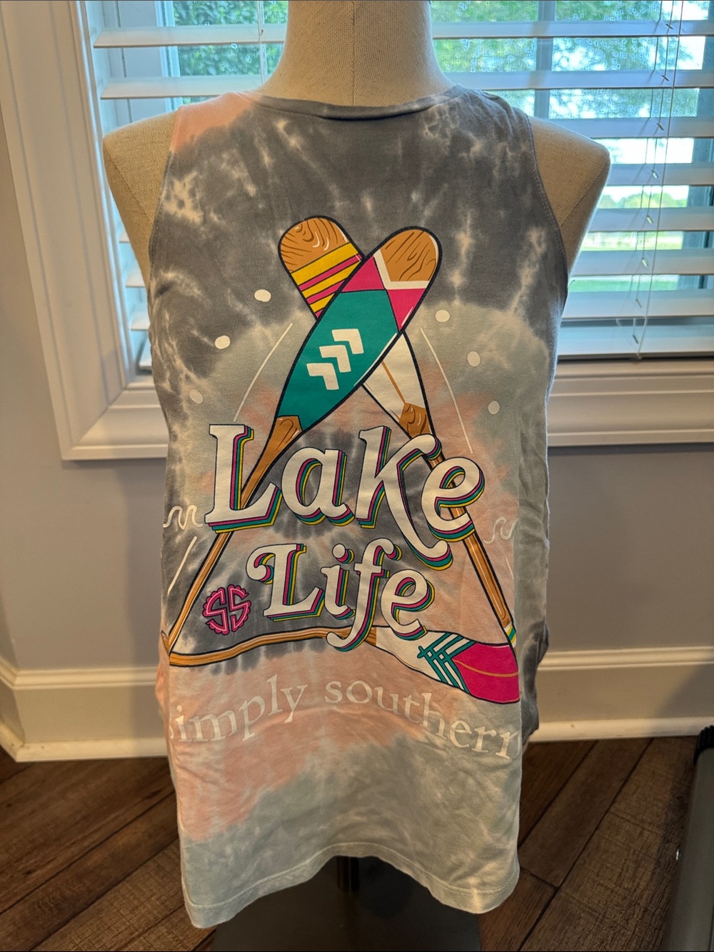 Simply Southern Tie-Dye Lake Life Tank - Pink & Gray